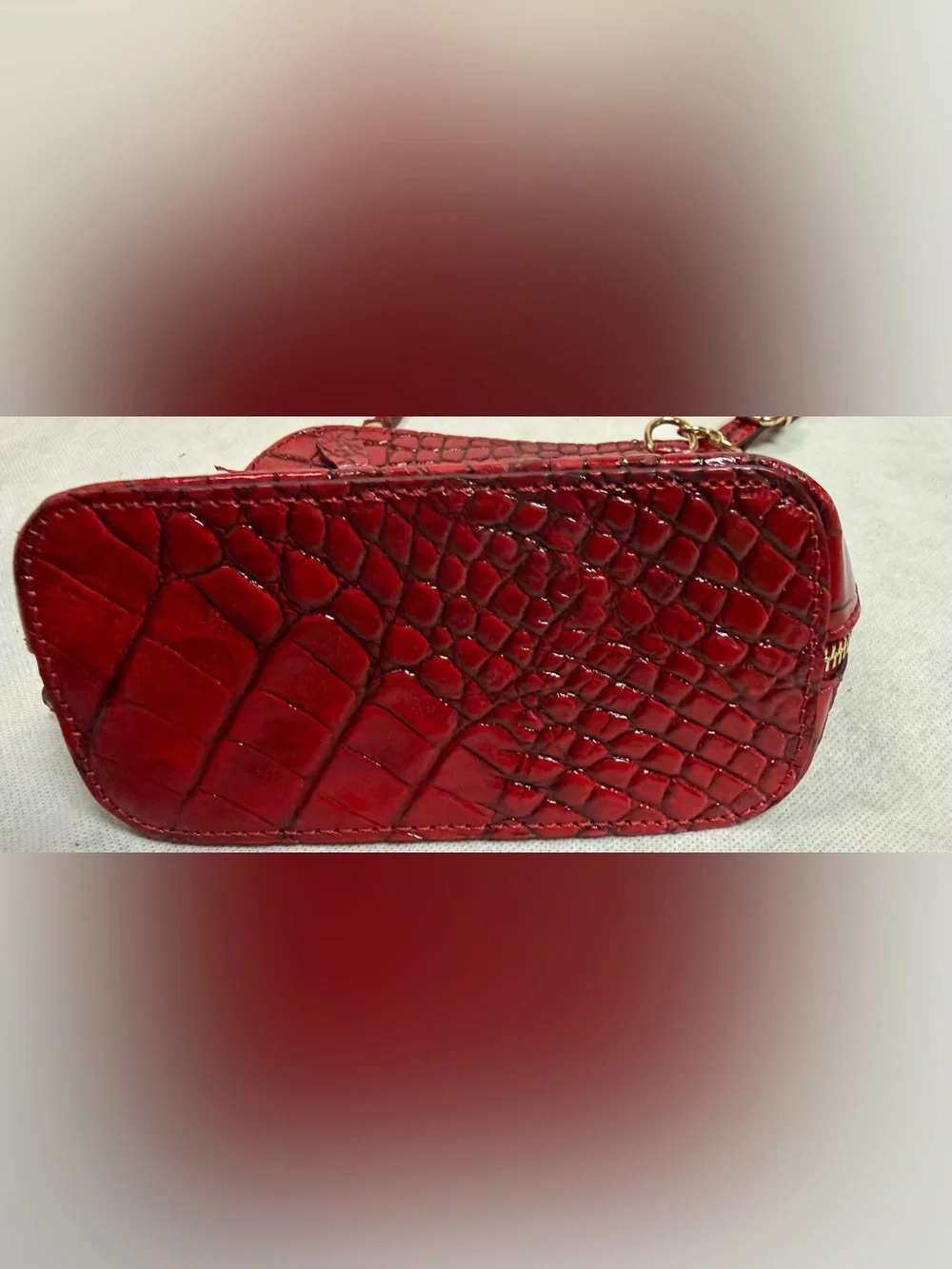 Vintage Firenze Red Croc Embossed Leather Mini Crossbody Bag made in Italy Gold - Picture 6 of 15